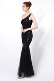 Mermaid One Shoulder Formal Dress with Appliques