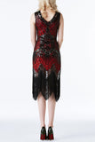 Red Glitter Fringe 1920s Flapper Dress