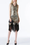 Gold Glitter Fringe 1920s Flapper Dress