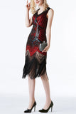 Red Glitter Fringe 1920s Flapper Dress