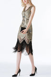 Gold Glitter Fringe 1920s Flapper Dress