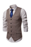 Single Breasted V-Neck Black Men's Suit Vests