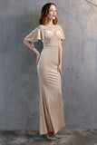 Champagne Velvet Mermaid Long Formal Dress