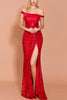 Load image into Gallery viewer, Red Sequin Memaid Long Prom Dress