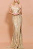 Load image into Gallery viewer, Gold Sequin Memaid Long Prom Dress