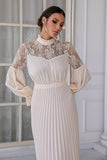 Apricot Long Sleeves Lace Mother Dress