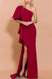 Amazing  One Shoulder Red Evening Party Dress