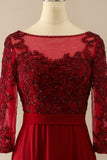 Burgundy Mother of the Bride Dress With Sleeves