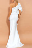 Amazing One Shoulder White Evening Party Dress