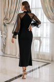 Black Sheath Long Sleeves Formal Dress