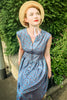 Load image into Gallery viewer, Blue 1950s Button Plaid Swing Dress