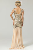 Champagne 1920s Flapper Glitter Dresses