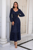 Navy Long Sleeves Mother Dress