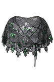 1920s Green Flower Sequin Women Cape