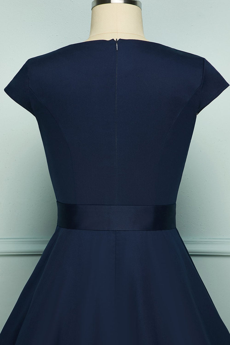 Load image into Gallery viewer, Vintage Navy Swing Dress