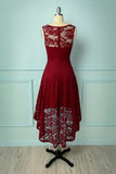 Dark Red Asymmetry Lace Dress