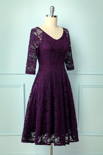 Grape Lace Midi Dress