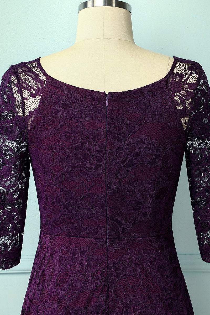 Load image into Gallery viewer, Grape Lace Midi Dress