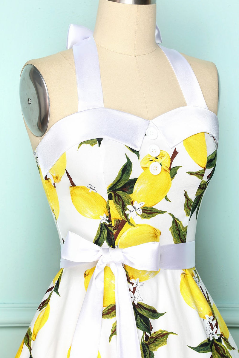Load image into Gallery viewer, Halter Lemon Vintage Dress