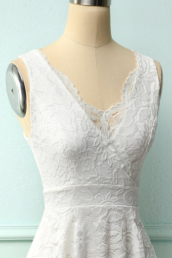 White V-Neck Dress