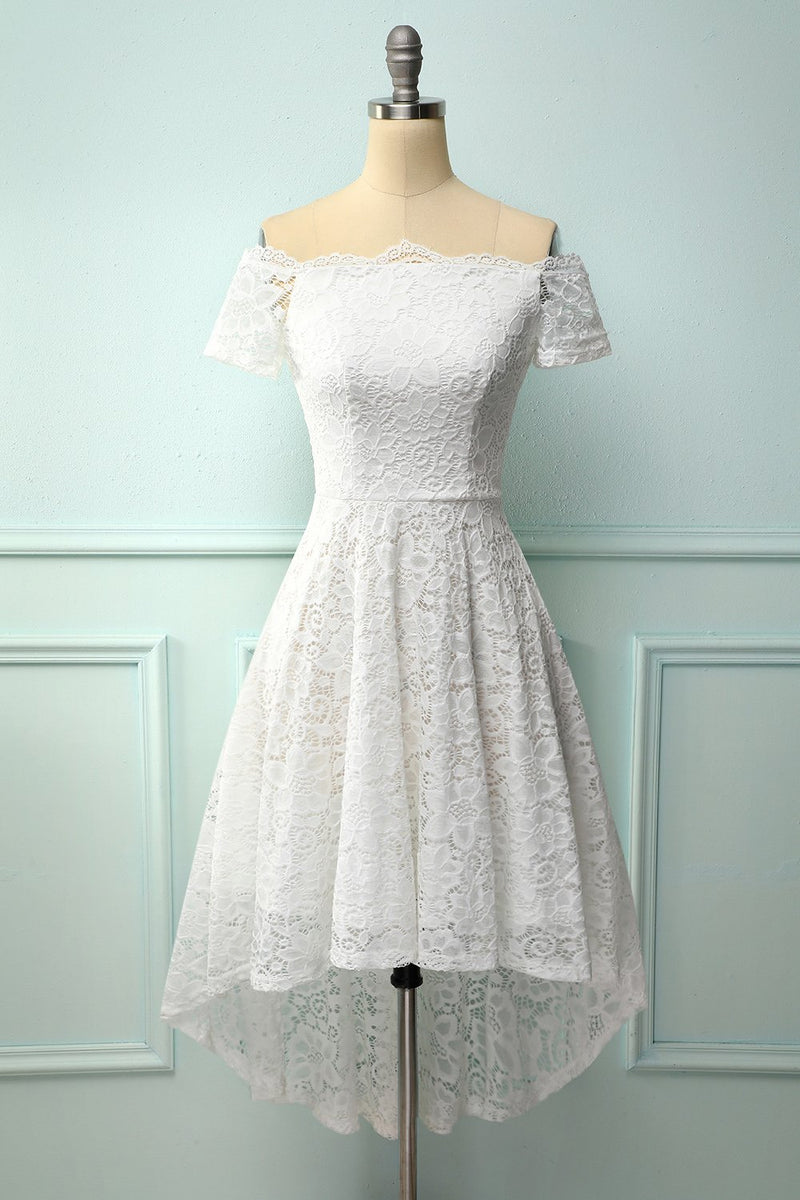 Load image into Gallery viewer, White Off the Shoulder Lace Dress