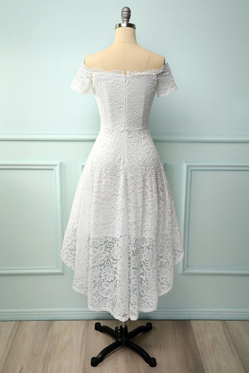 Load image into Gallery viewer, White Off the Shoulder Lace Dress