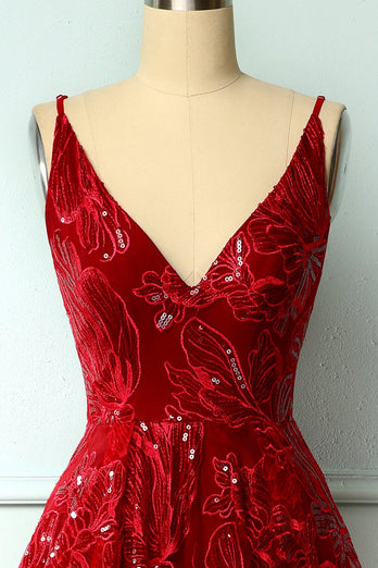 Red Asymmetrical Homecoming Dress