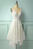 Load image into Gallery viewer, White Asymmetrical Lace Bridesmaid Dress