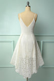 White Asymmetrical Lace Bridesmaid Dress