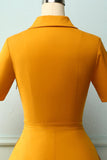 Lapel Yellow 1950s Dress