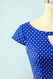 Royal Blue Dress With White Polka Dots