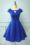 Royal Blue Dress With White Polka Dots