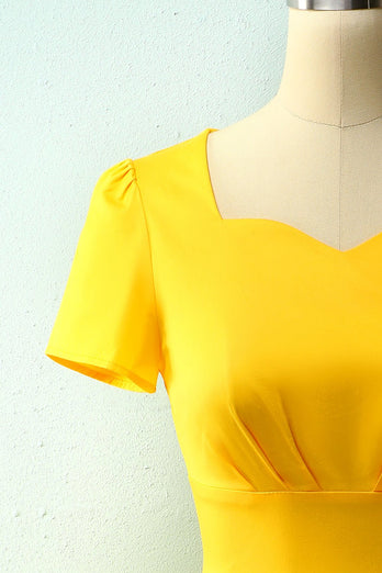 Yellow Asymmetrical Neck Dress
