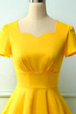 Yellow Asymmetrical Neck Dress