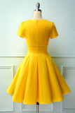 Yellow Asymmetrical Neck Dress