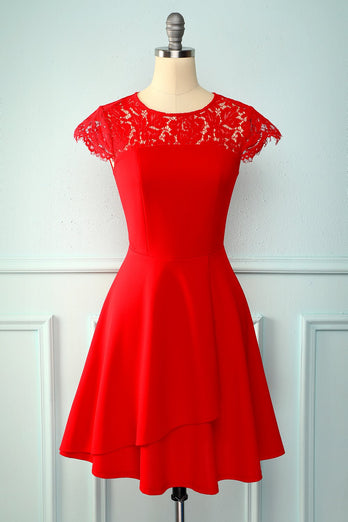 Lace Red Crepe Dress