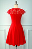 Load image into Gallery viewer, Lace Red Crepe Dress