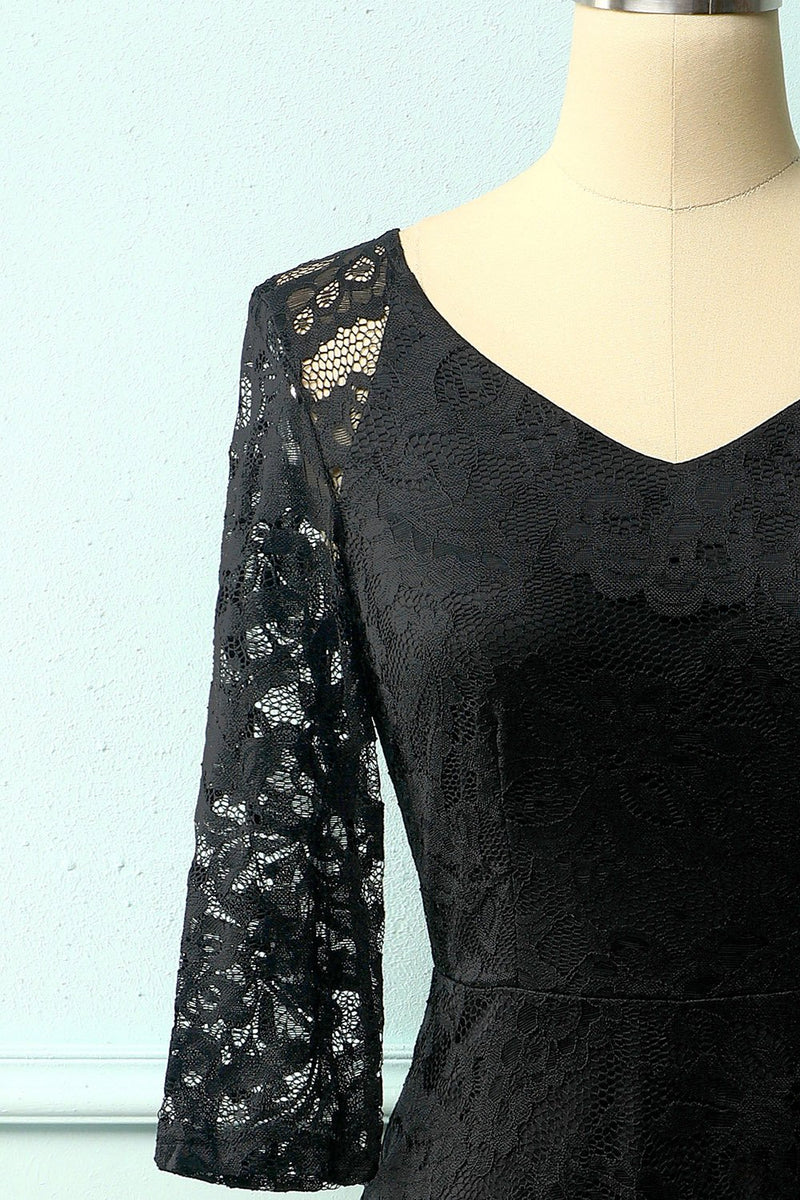 Load image into Gallery viewer, Black Lace Midi Dress