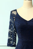 Navy Lace Midi Dress