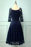 Navy Lace Midi Dress