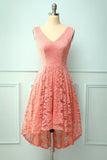 Blush Lace Asymmetrical Dress