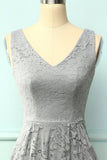 Grey Lace Asymmetrical Dress