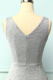 Grey Lace Asymmetrical Dress