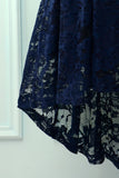 Navy Lace Asymmetrical Dress