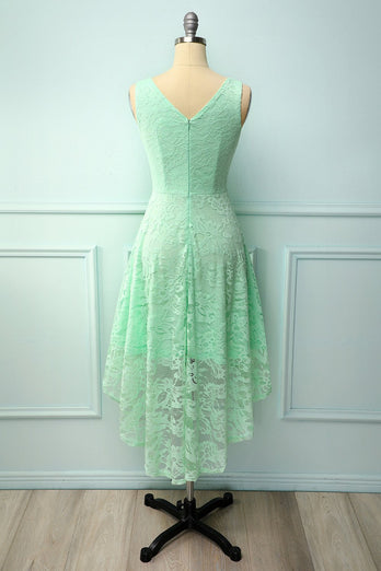Mint Lace Asymmetrical Dress