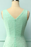 Mint Lace Asymmetrical Dress