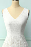 Lace White Asymmetrical Dress