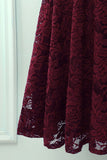 Burgundy 3/4 Sleeves Formal Dress