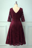 Load image into Gallery viewer, Burgundy 3/4 Sleeves Formal Dress