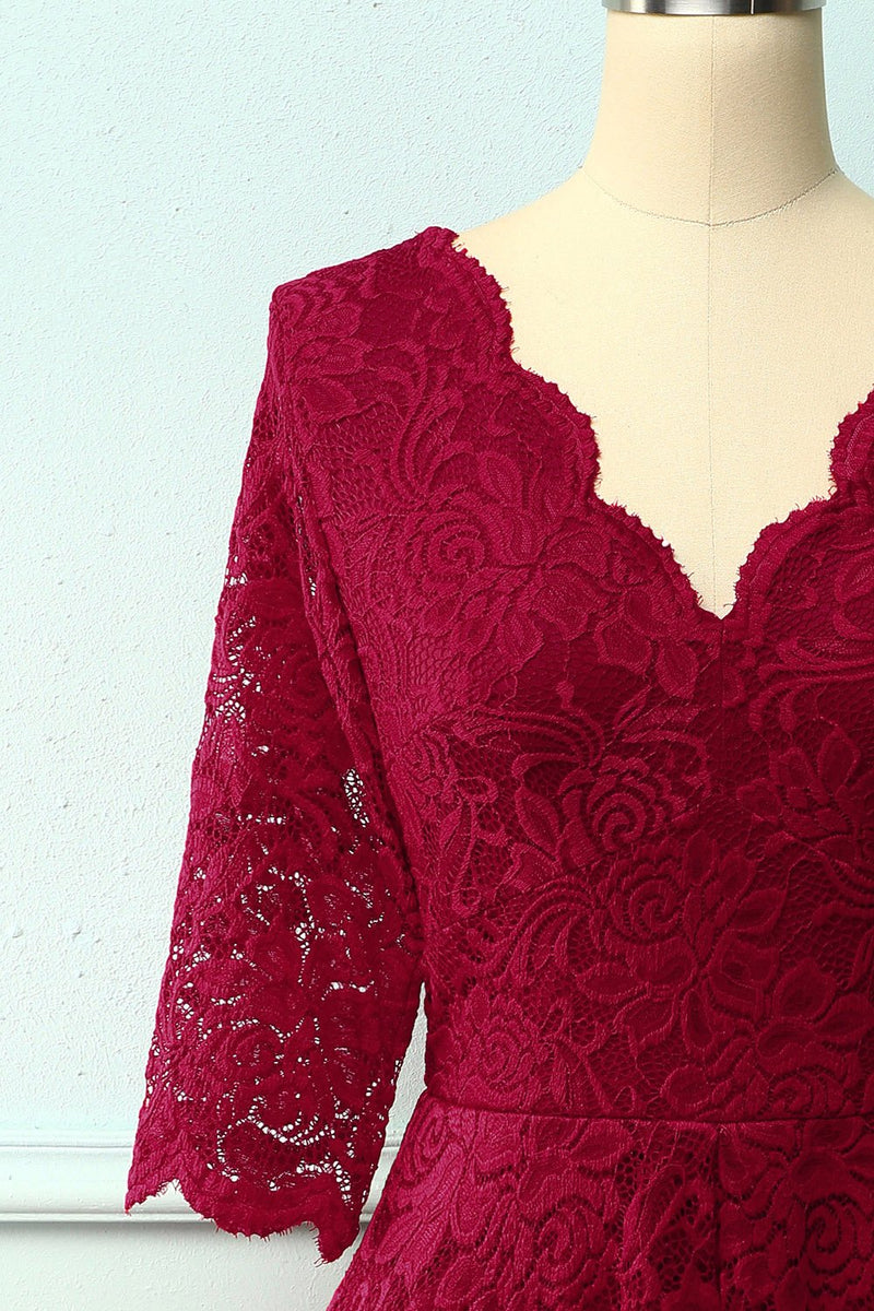 Load image into Gallery viewer, Dark Red 3/4 Sleeves Formal Dress